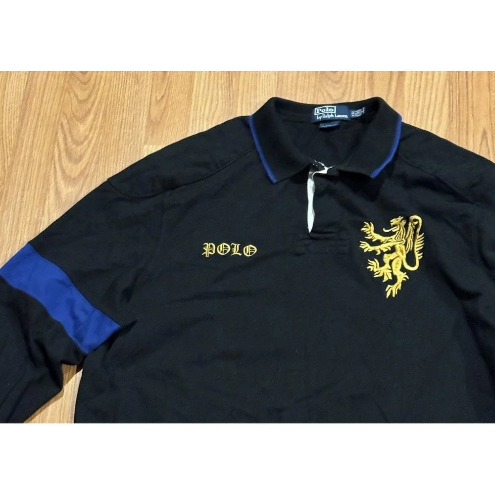 Vintage Polo Ralph Lauren Rugby Lion Crest Old English Spell Out Shirt XXL RRL